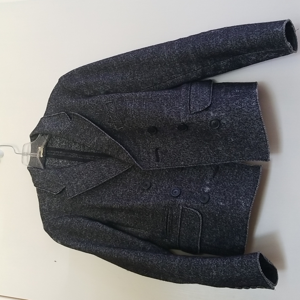 Black/grey cropped peacoat style jacket size 2